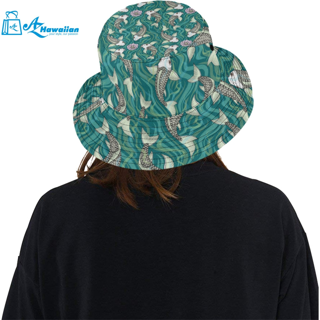 Koi Fish Carp Fish lotus pattern Unisex Bucket Hat