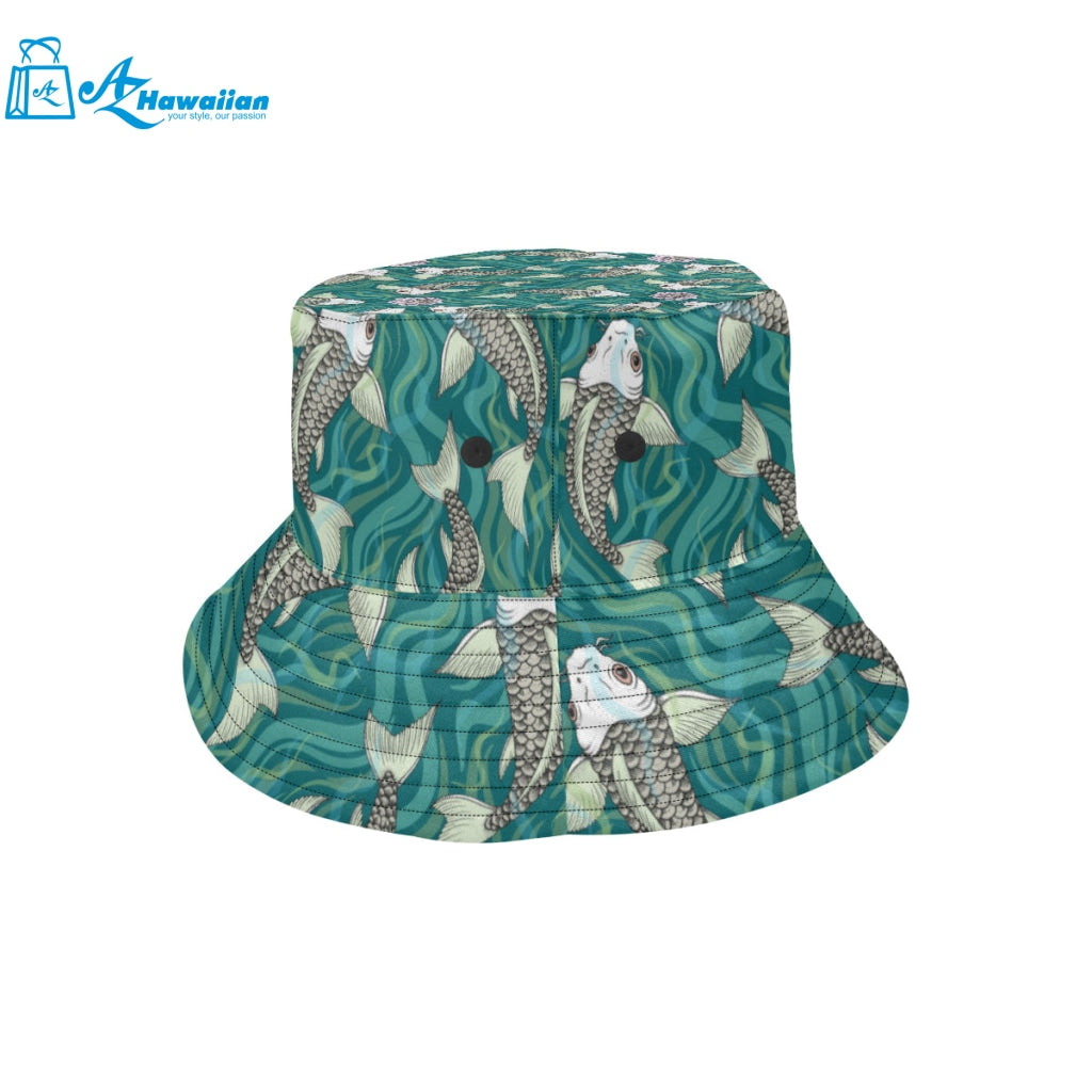 Koi Fish Carp Fish lotus pattern Unisex Bucket Hat