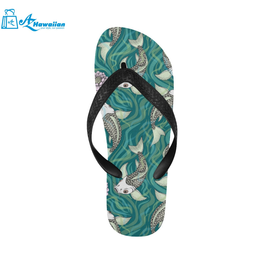 Koi Fish Carp Fish lotus pattern Unisex Flip Flops