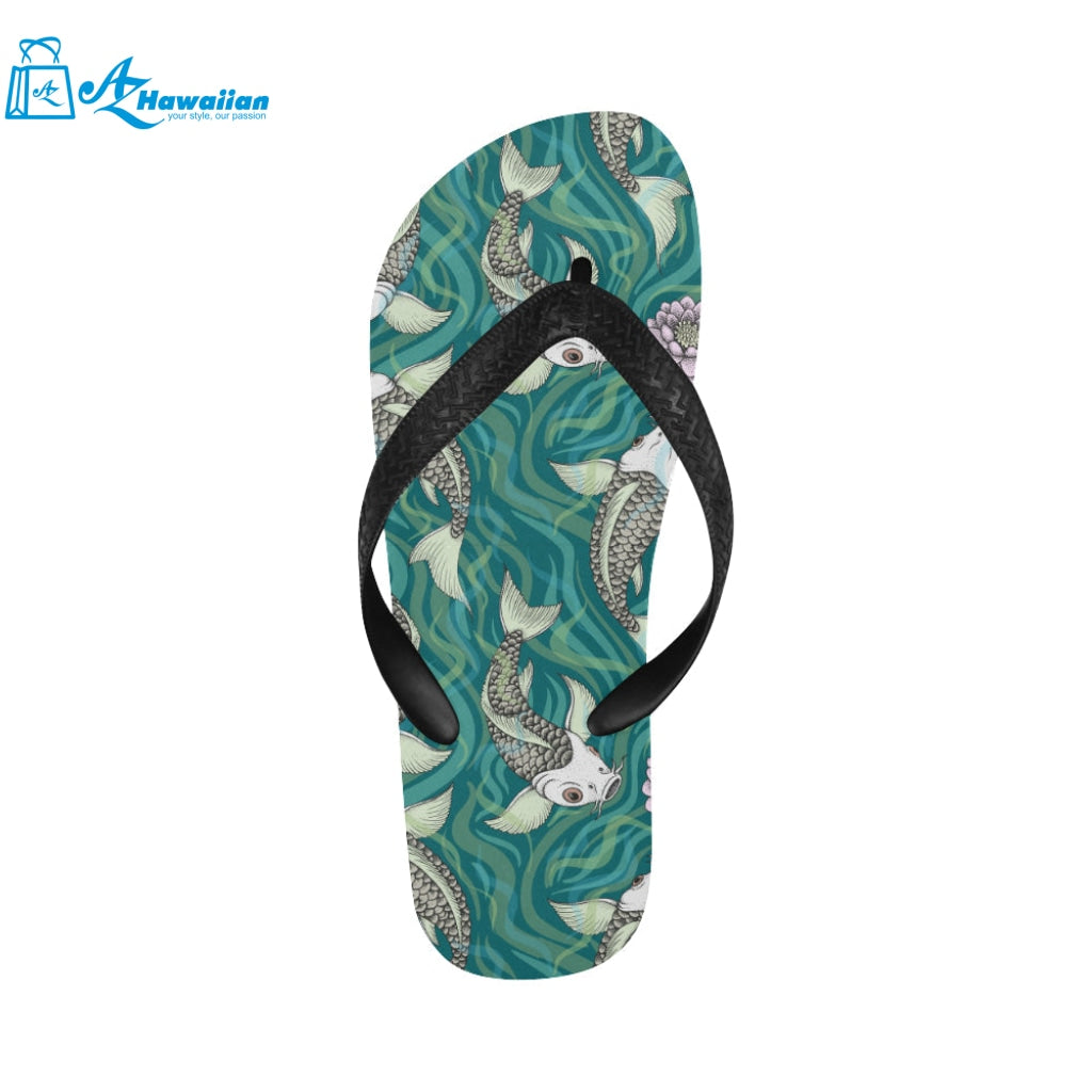 Koi Fish Carp Fish lotus pattern Unisex Flip Flops