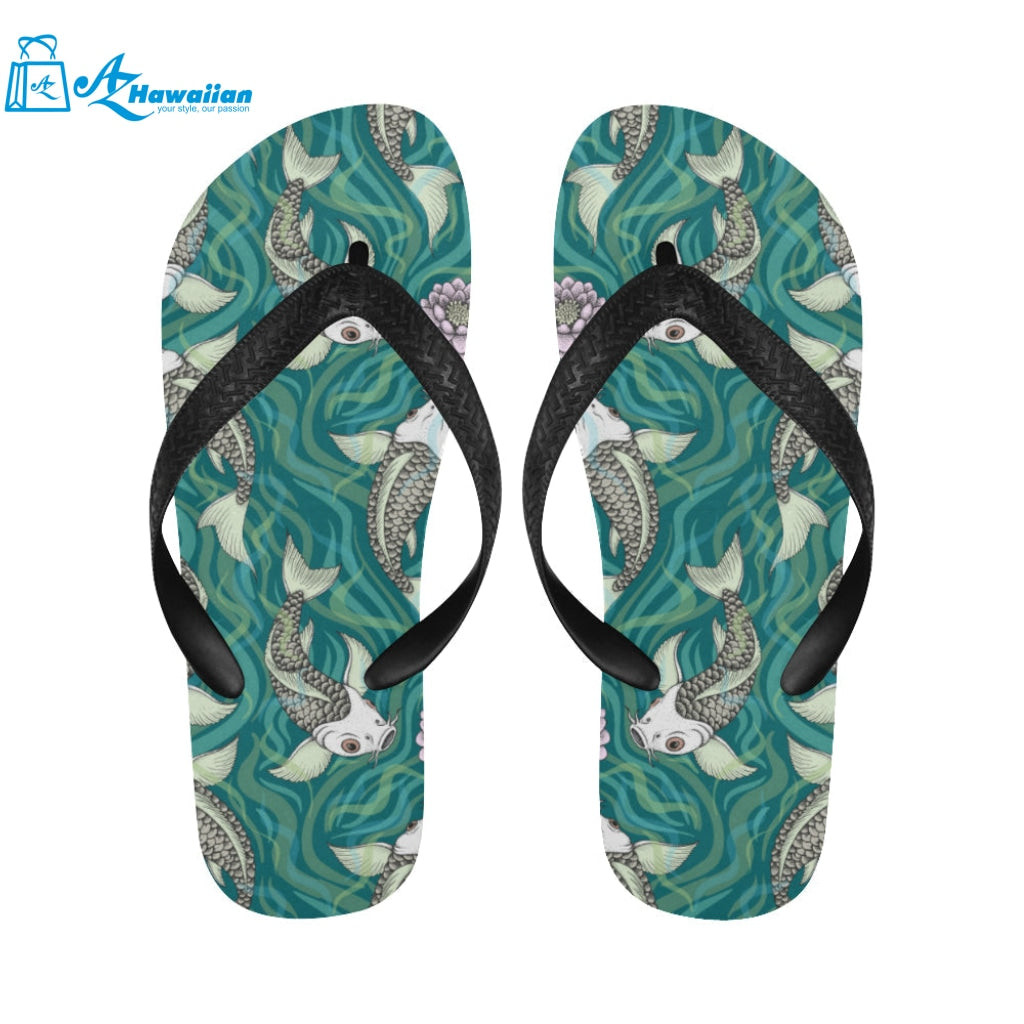 Koi Fish Carp Fish lotus pattern Unisex Flip Flops