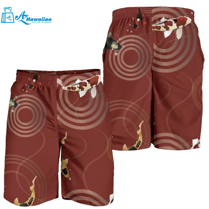 Koi Fish Carp Fish Red Background Men Shorts