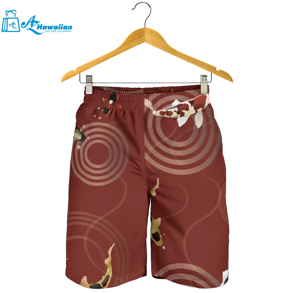 Koi Fish Carp Fish Red Background Men Shorts