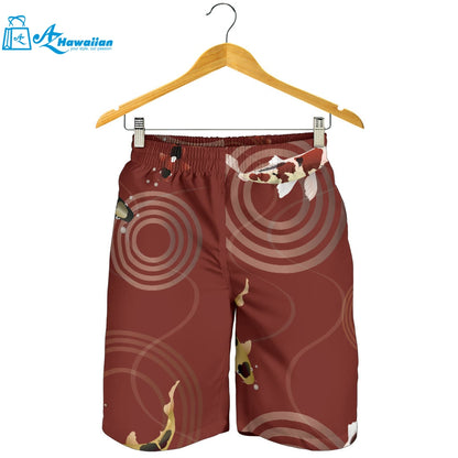 Koi Fish Carp Fish Red Background Men Shorts