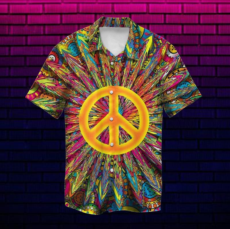 A Peaceful Hippie Hawaiian Shirt For Men Women