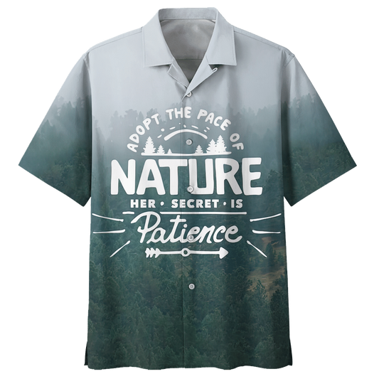 Adopt The Pace Of Nature Her Secret Is Patience Camping Hawaiian Shirt For Men Women