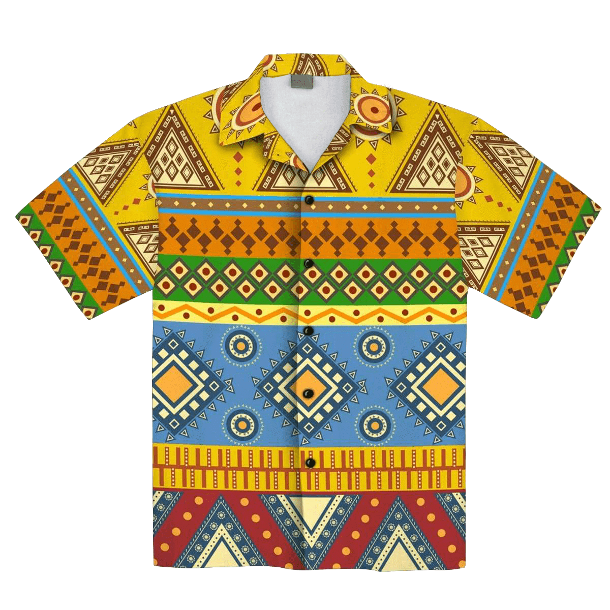 Africanpattern Yellow Tropical Hawaiian Aloha Shirt For Men Women