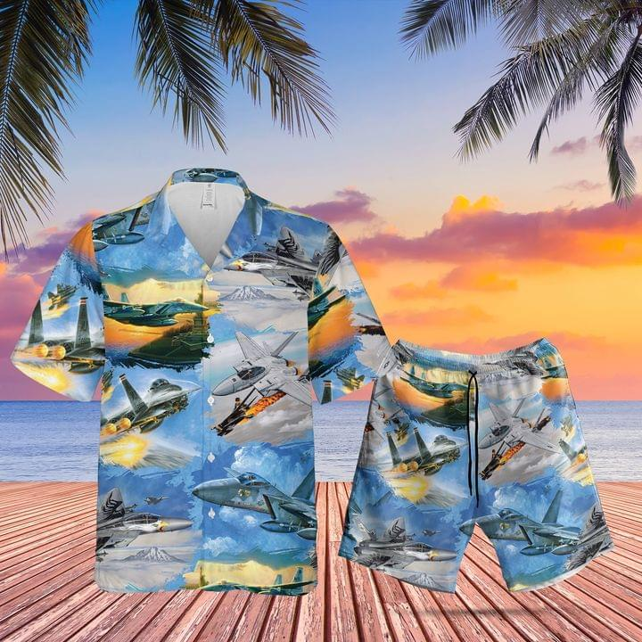 Air Force Mcdonnell Douglas F-15 Eagle Hawaiian Shirt Set For Men Women