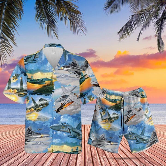 Air Force Mcdonnell Douglas F-15 Eagle Hawaiian Shirt Set For Men Women