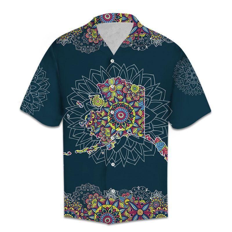 Alaska Mandala Teal Unique Design Hawaiian Shirt For Men Women