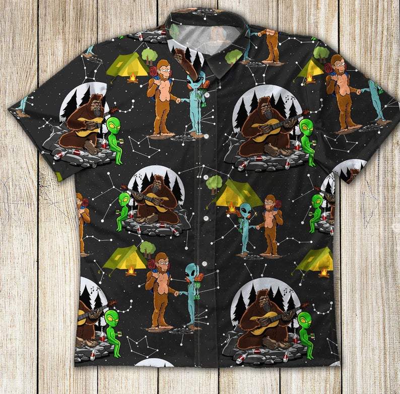 Alien Bigfoot Go Camping Hawaiian Shirt For Camper For Men Women