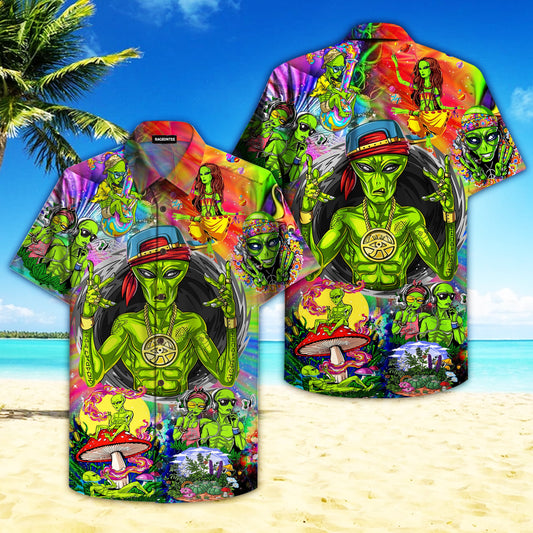 Alien Hippie Hawaiian Shirt For Men Women