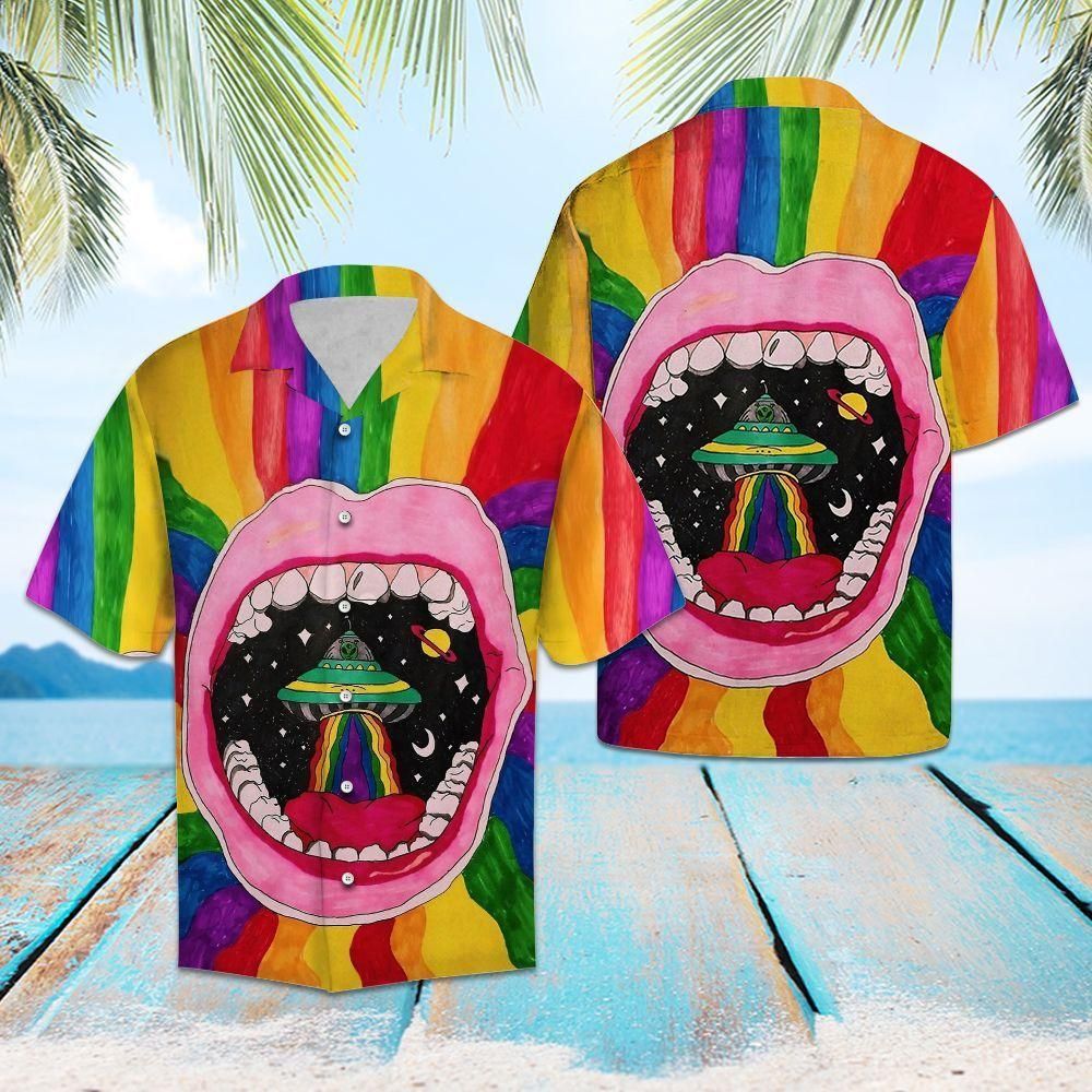 Alien Rainbow Colorful Amazing Design Hawaiian Shirt For Men Women