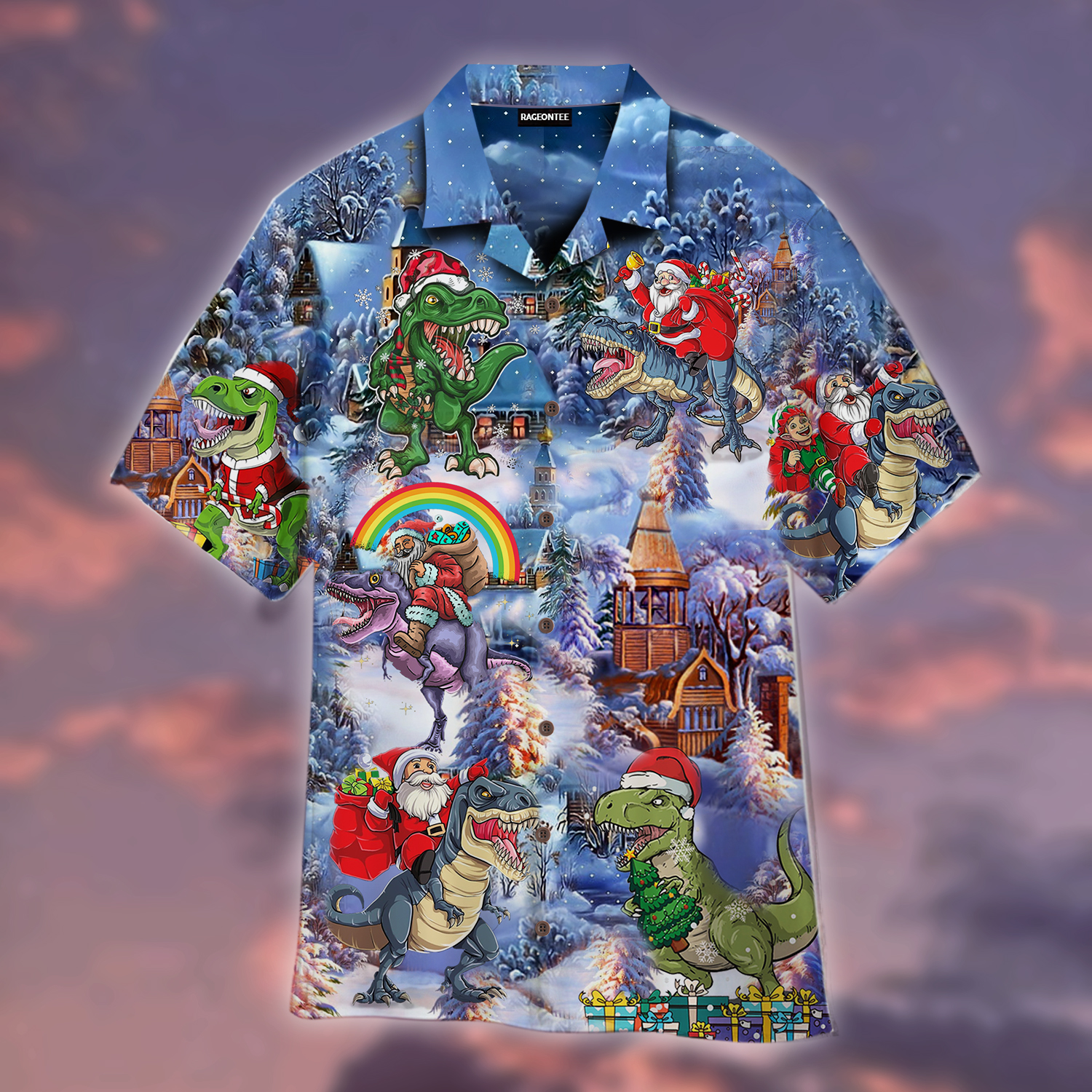 All Santa Want For Christmas Is T Rex Hawaiian Shirt For Men Women