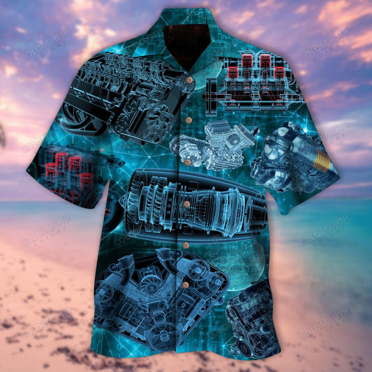 Amazing Blueprint Engines Hawaiian Shirt For Men Women