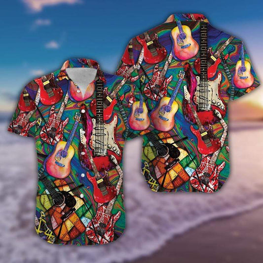 Amazing Colorful Art Love Guitar Hawaiian Shirt For Men Women