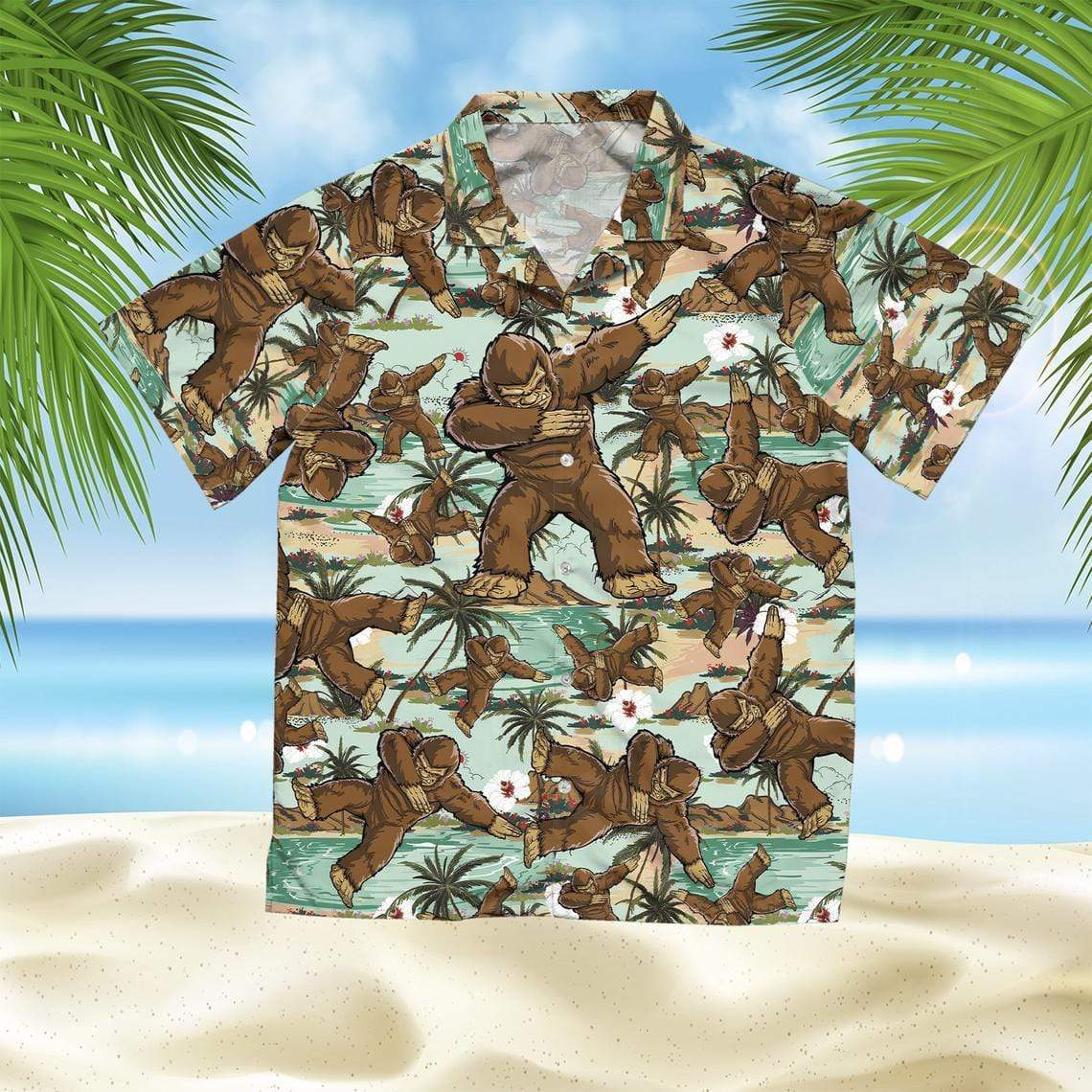 Amazing Dabbing Bigfoot Green Hawaiian Shirt For Men Women