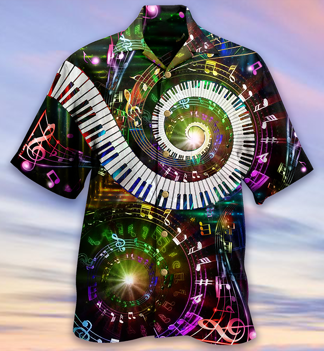 Amazing Galaxy Piano Keyboard Hawaiian Aloha Shirt Music Lover For Men Women