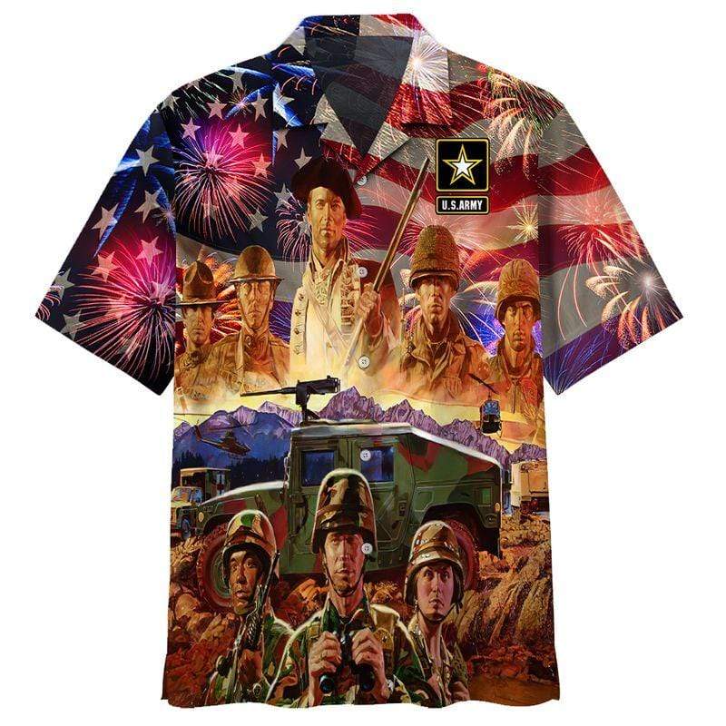 Amazing Independence Day Us Army Veteran Firework Veteran Hawaiian Shirt For Men Women