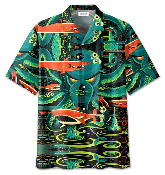 Amazing Octopus In Deep Sea Art Hawaiian Aloha Shirt For Men Women