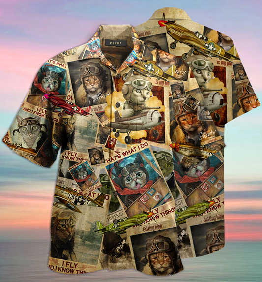 Amazing Pilot Cat Hawaiian Shirt For Men Women