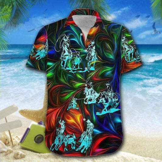 Amazing Team Roping Neon Hawaiian Shirt For Men Women