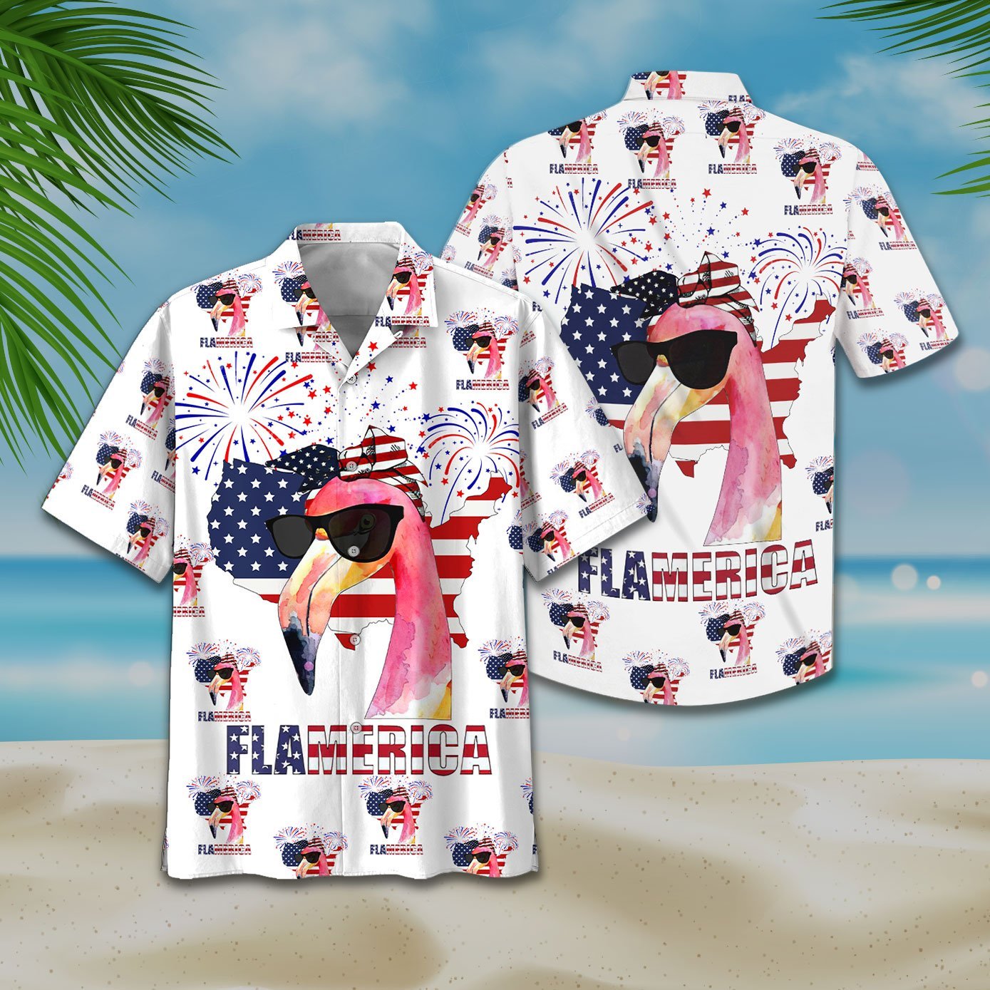 America Flag Flamingo Hawaiian Shirt For Men Women