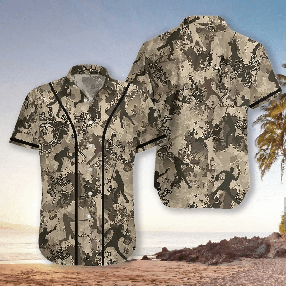 Baseball Camo Hawaiian Aloha Shirt For Men Women