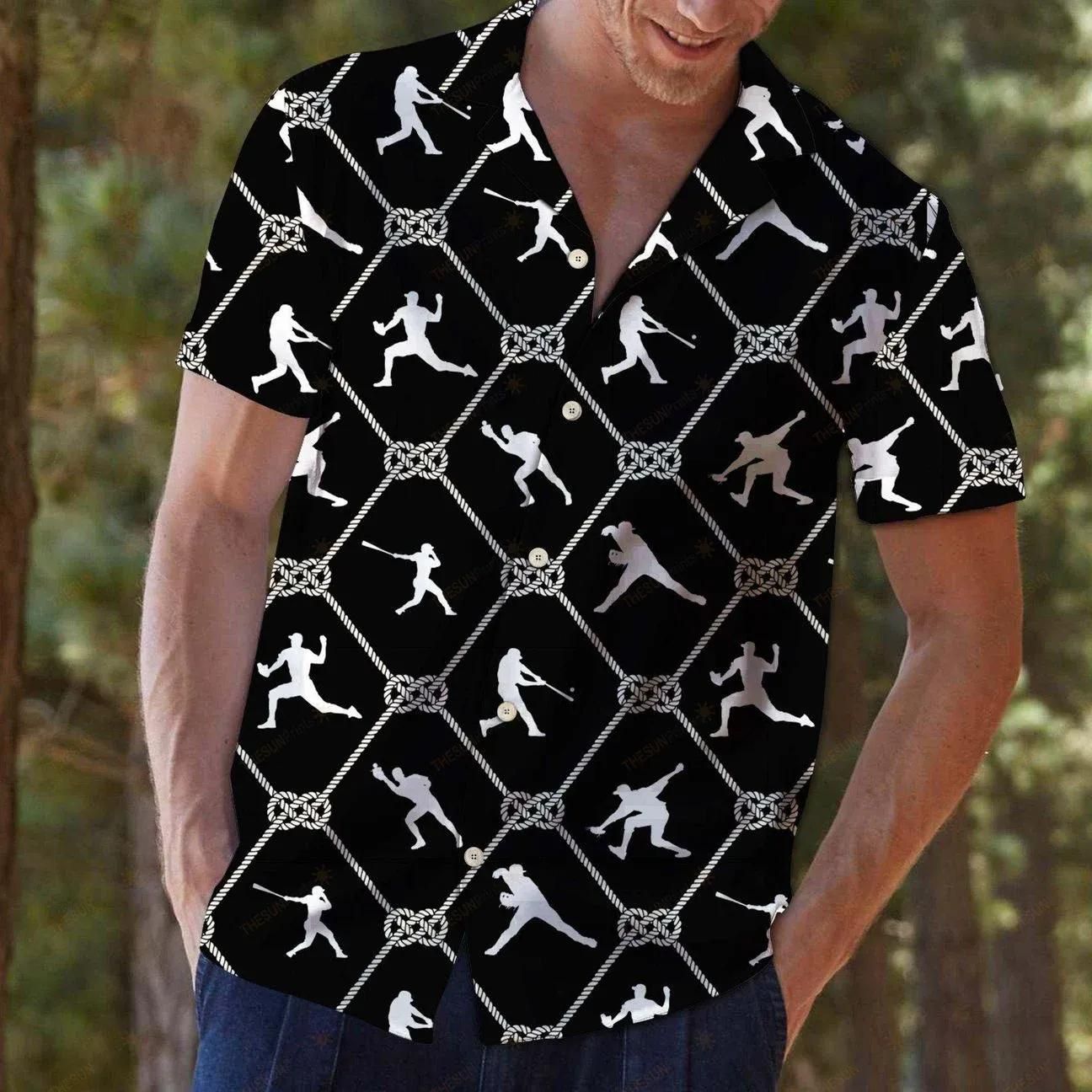 Baseball For Summer Black Amazing Design Hawaiian Shirt For Men Women