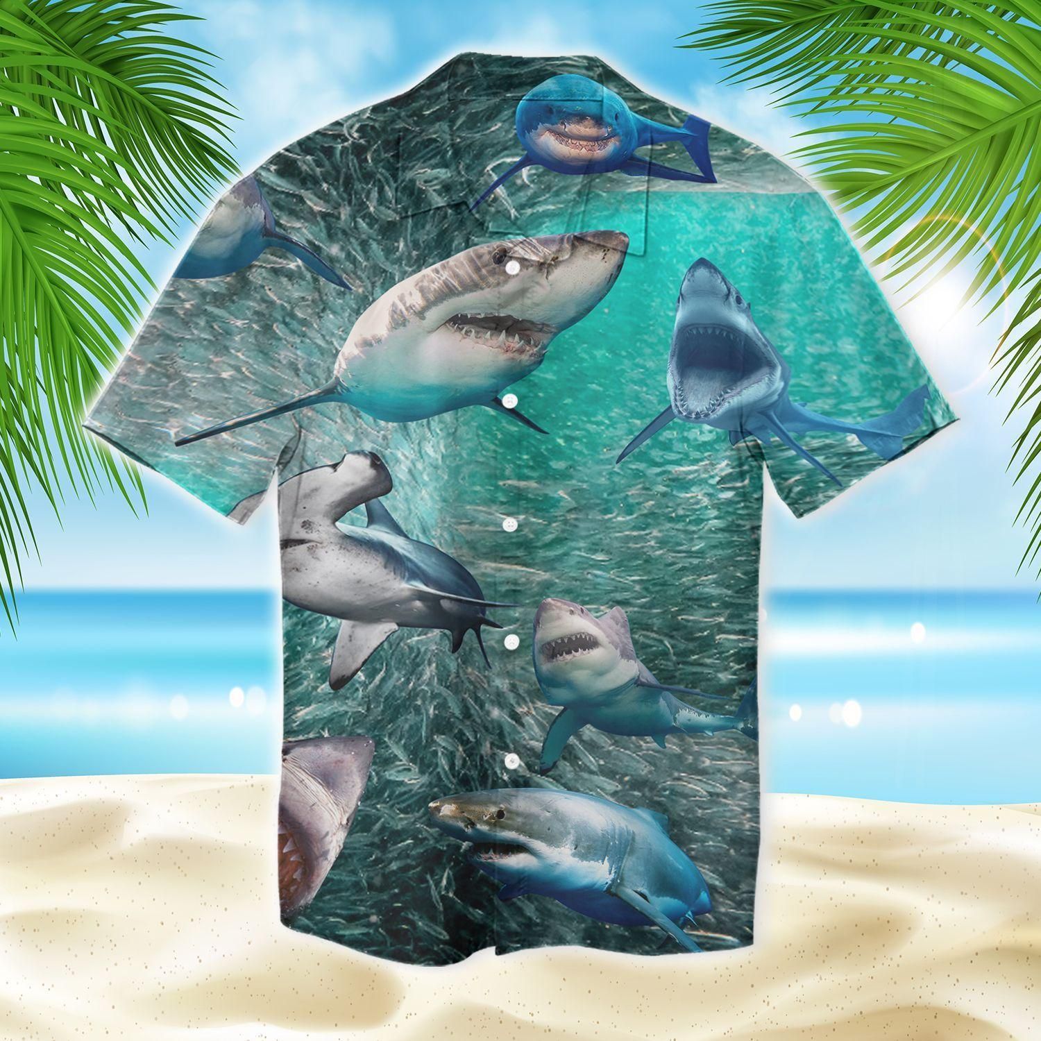 Be A Shark Blue Unique Design Hawaiian Shirt For Men Women