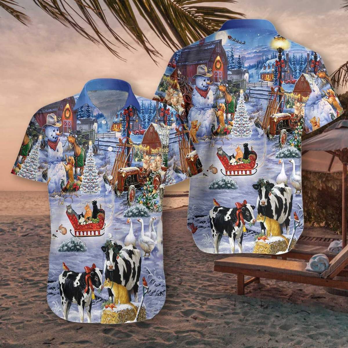 Beautiful Farm On Christmas Hawaiian Shirt For Men Women