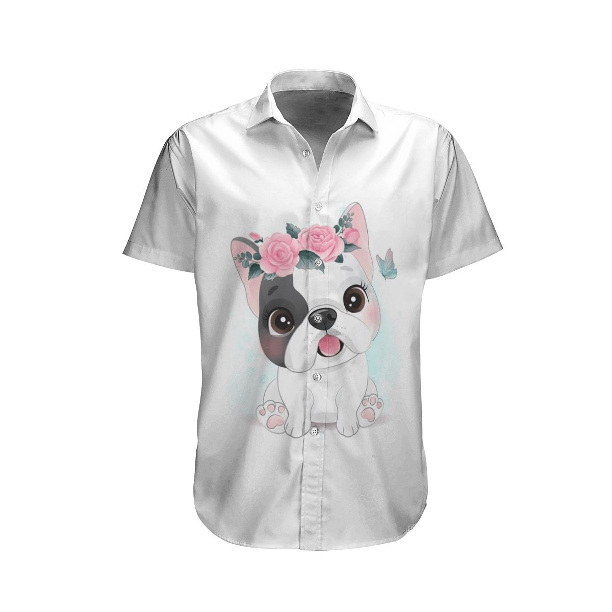 Beautiful French Bulldog With Flower Butterfly Hawaiian Shirt For Men Women