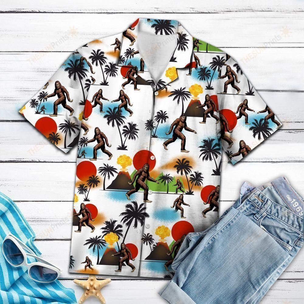 Bigfoot Camping Colorful Unique Design Hawaiian Shirt For Men Women