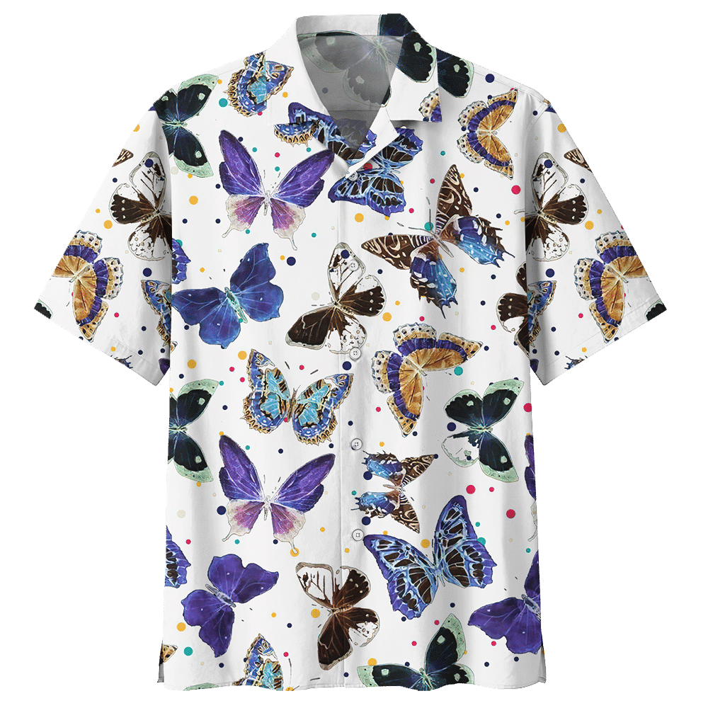 Butterfly Hawaiian Shirt Clothing Navy For Men Women