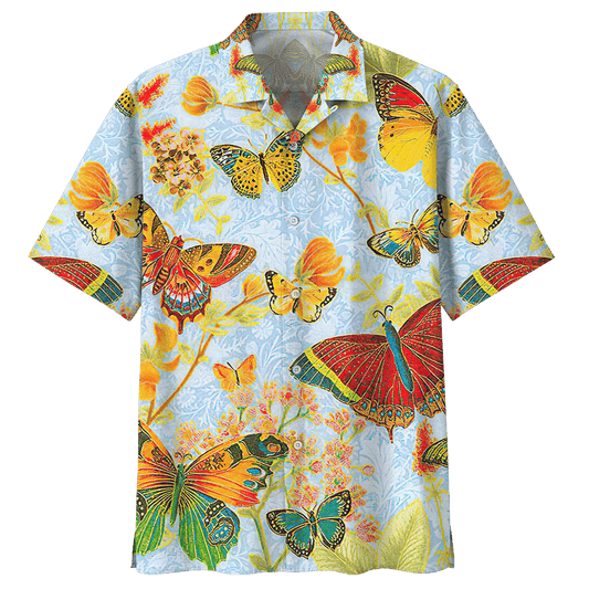 Butterfly Hawaiian Shirt Navy For Men Women