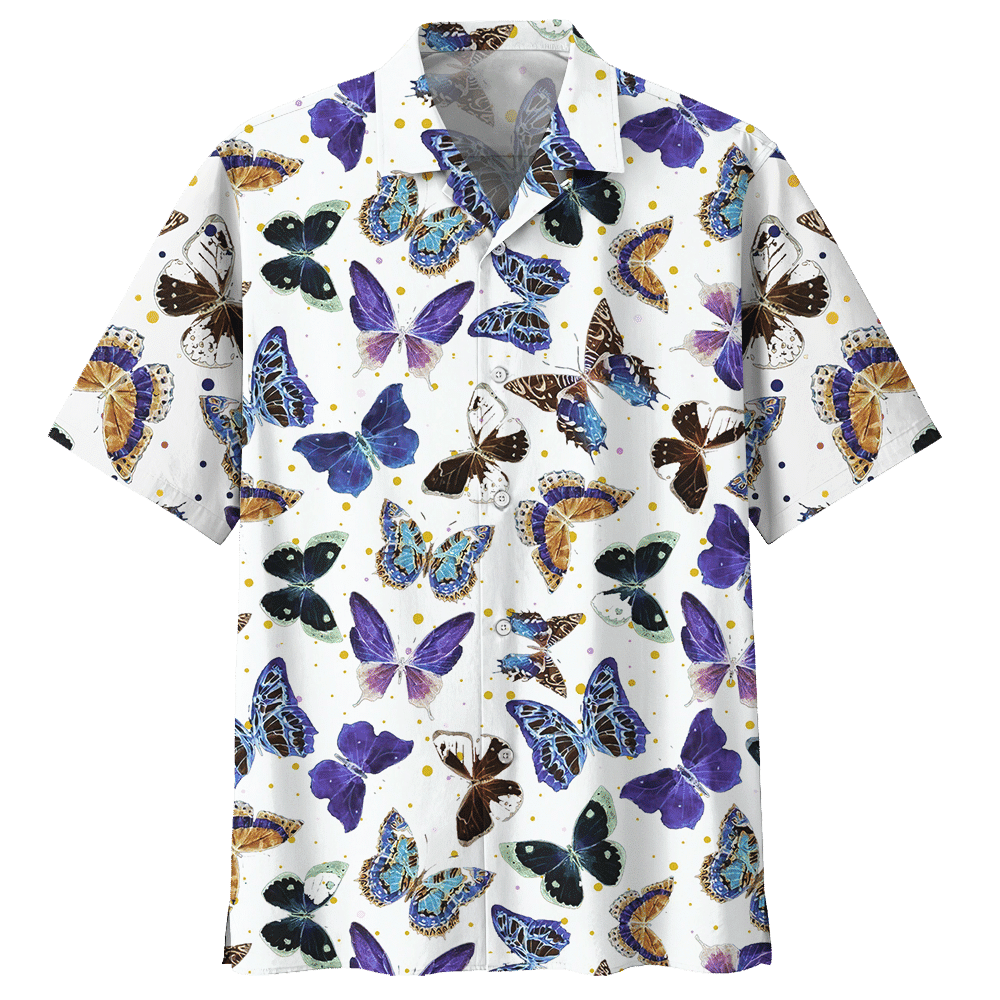 Butterfly Hawaiian Shirt Royal For Men Women