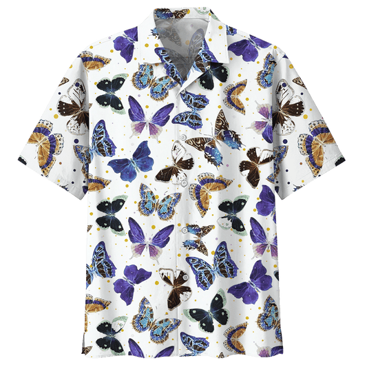 Butterfly Hawaiian Shirt Royal For Men Women