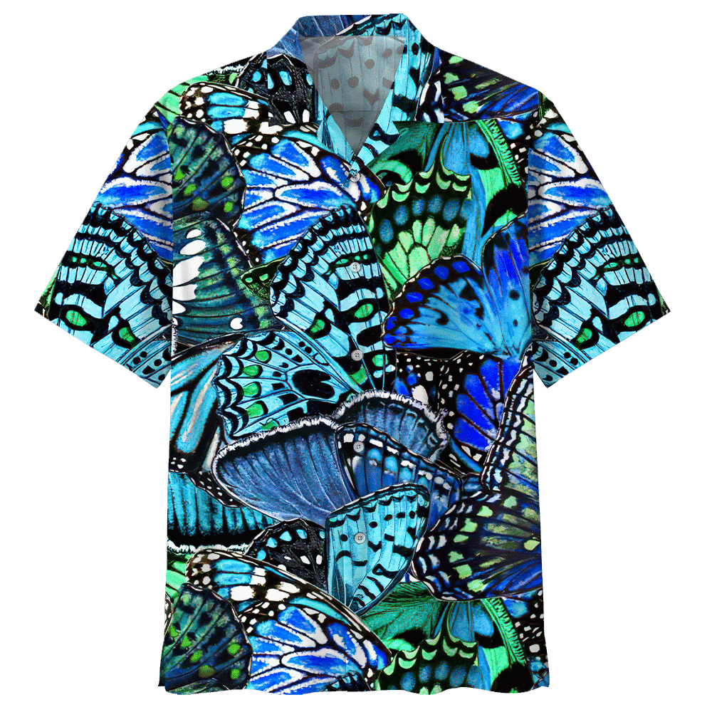 Butterfly Hawaiian Shirt Black For Men Women