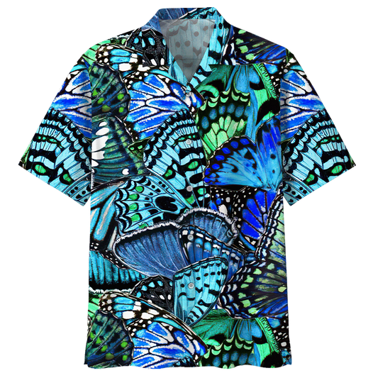 Butterfly Hawaiian Shirt Black For Men Women