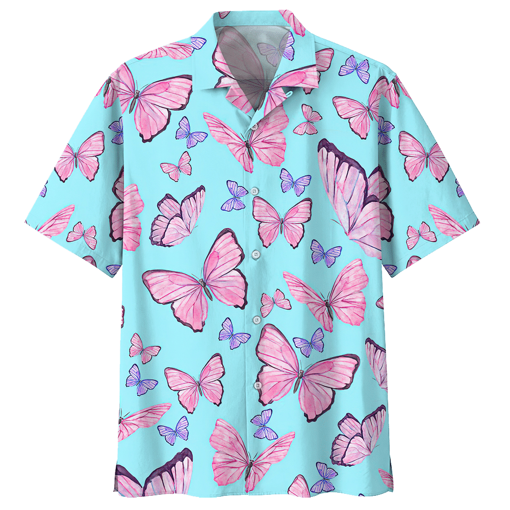 Butterfly Hawaiian Shirt Red For Men Women