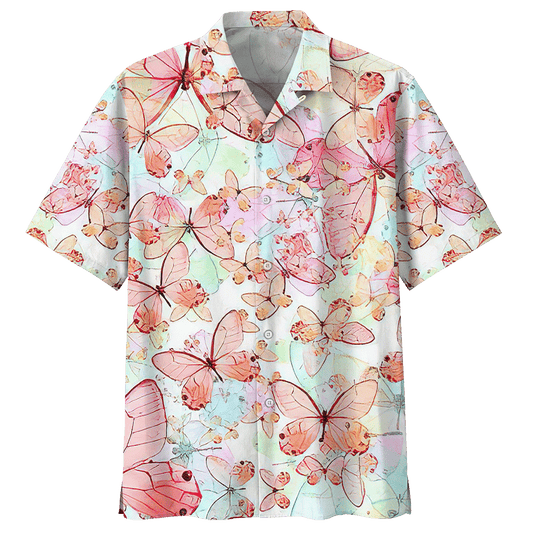 Butterfly Hawaiian Shirt Red For Men Women