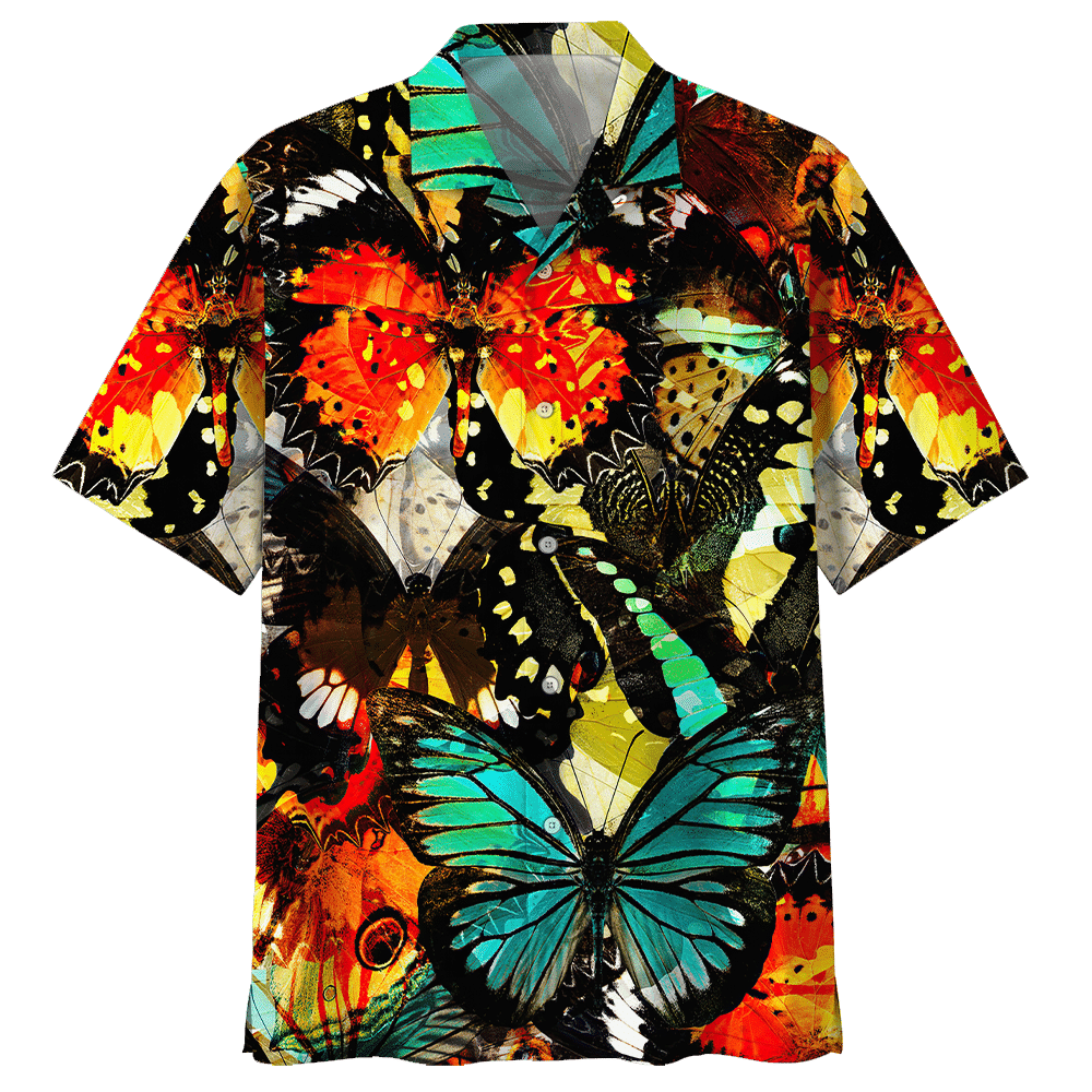 Butterfly Hawaiian Shirt Navy For Men Women