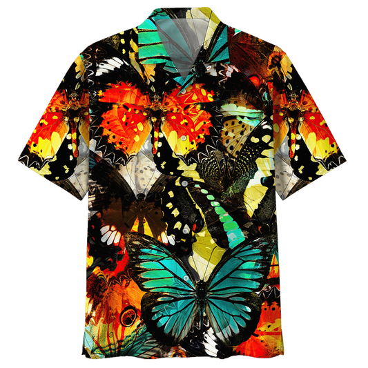 Butterfly Hawaiian Shirt Navy For Men Women