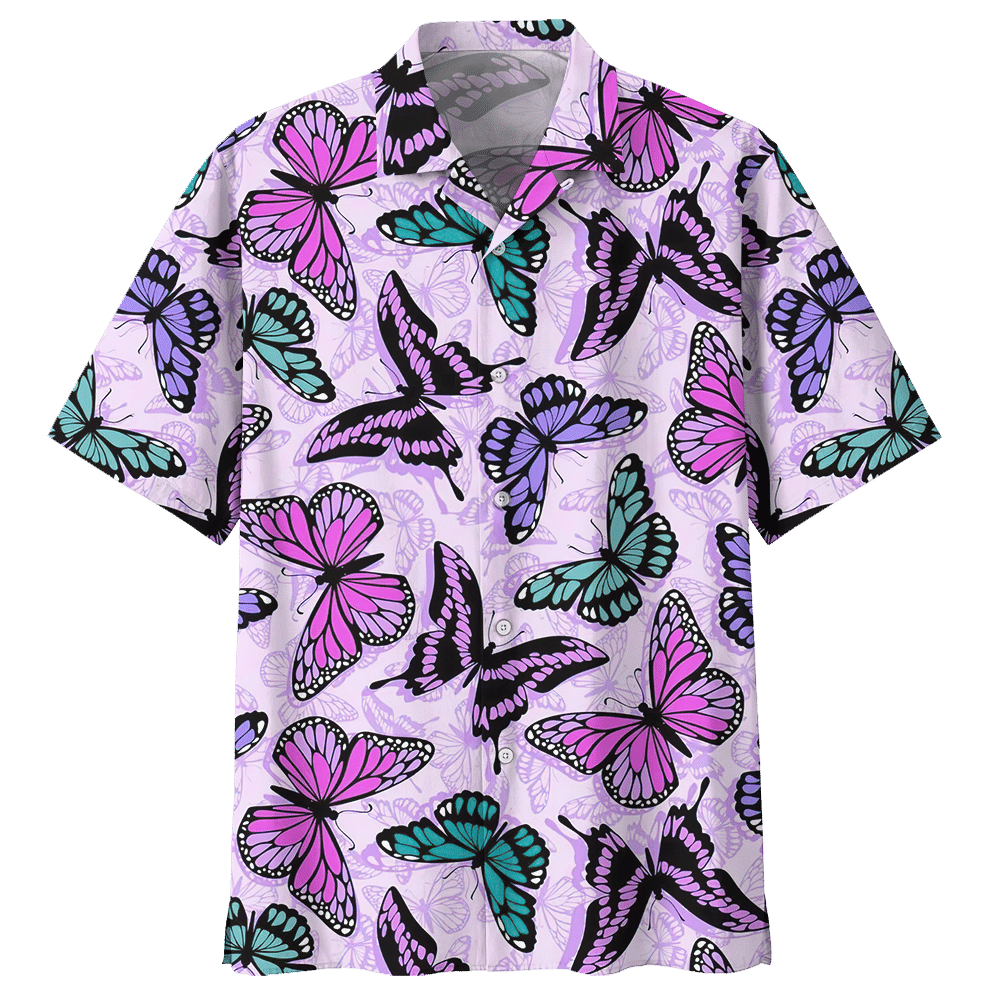 Butterfly Hawaiian Shirt Royal For Men Women