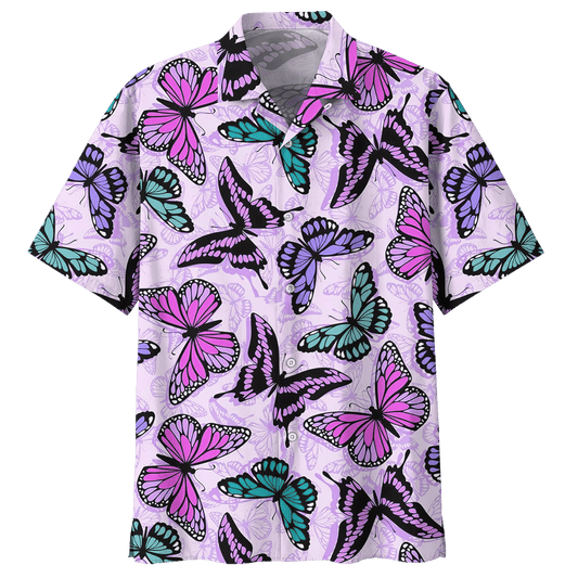 Butterfly Hawaiian Shirt Royal For Men Women