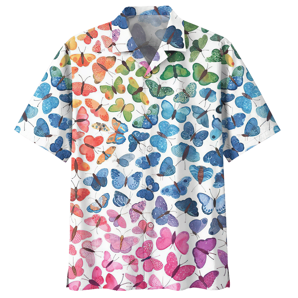 Butterfly Hawaiian Shirt Sport Grey For Men Women