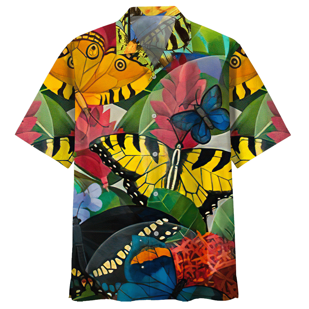 Butterfly Hawaiian Shirt Red For Men Women