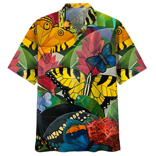 Butterfly Hawaiian Shirt Red For Men Women