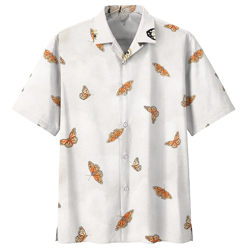 Butterfly Hawaiian Shirt Navy For Men Women