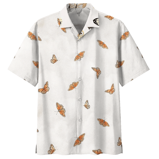 Butterfly Hawaiian Shirt Navy For Men Women